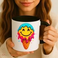 Ice Cream Cone Drip Smile Face  Coffee Mug thumb 3
