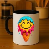 Ice Cream Cone Drip Smile Face  Coffee Mug thumb 4