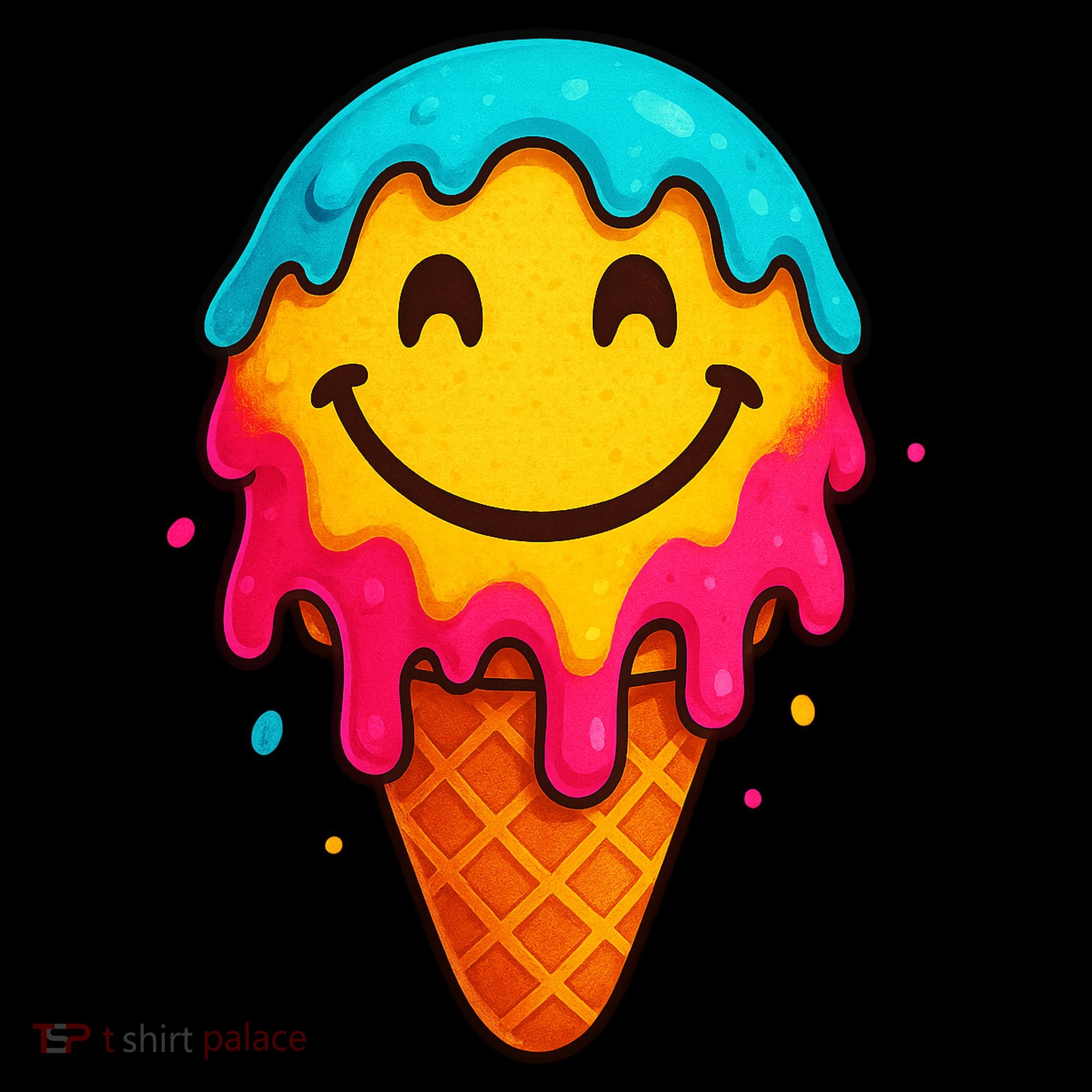 Ice Cream Cone Drip Smile Face  Coffee Mug