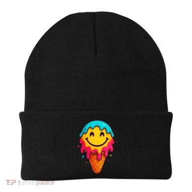 Ice Cream Cone Drip Smile Face  Beanie