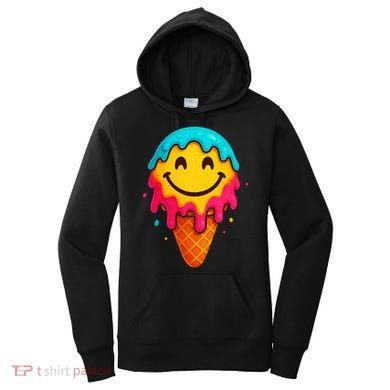Ice Cream Cone Drip Smile Face  Women's Hoodie