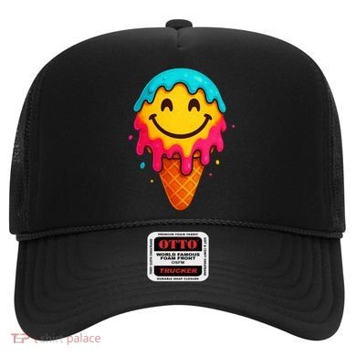 Ice Cream Cone Drip Smile Face  Hat