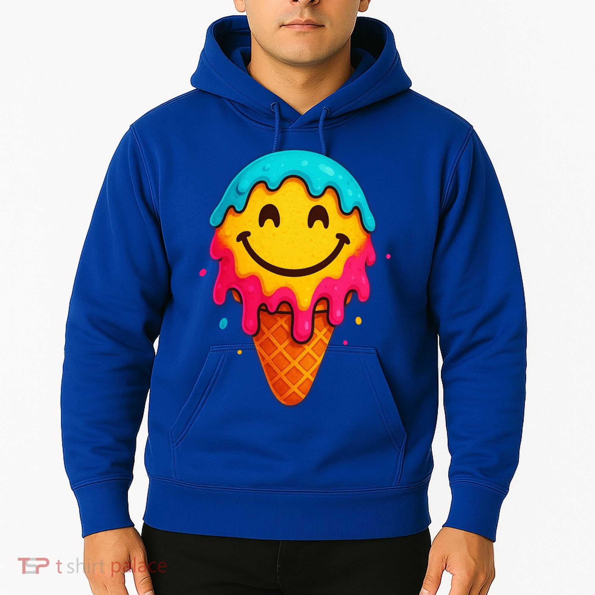 Ice Cream Cone Drip Smile Face  Hoodie