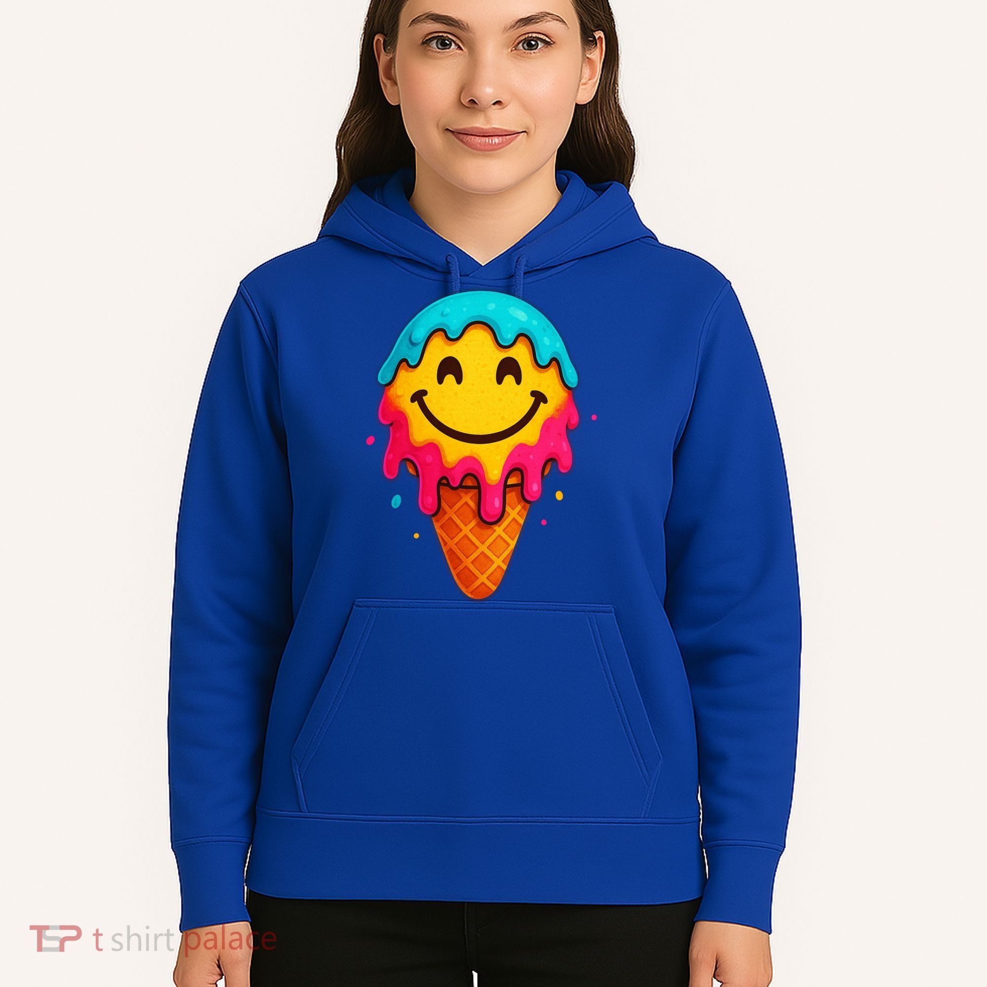 Ice Cream Cone Drip Smile Face  Hoodie