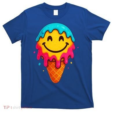 Ice Cream Cone Drip Smile Face  T-Shirt