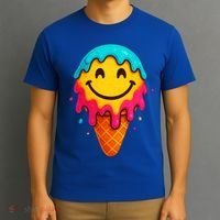Ice Cream Cone Drip Smile Face  T-Shirt thumb 3