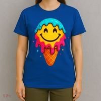 Ice Cream Cone Drip Smile Face  T-Shirt thumb 4