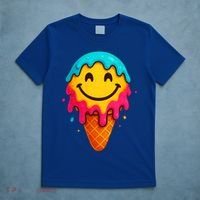 Ice Cream Cone Drip Smile Face  T-Shirt thumb 5