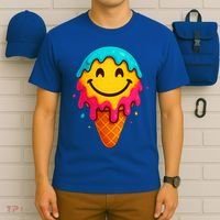Ice Cream Cone Drip Smile Face  T-Shirt thumb 6