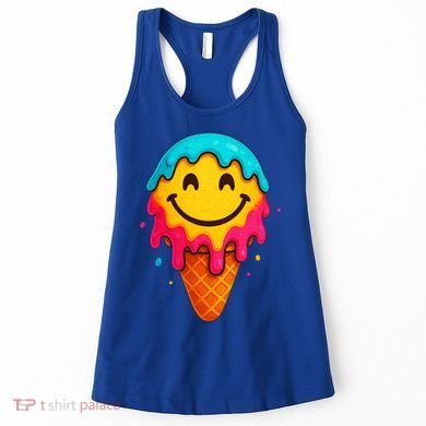 Ice Cream Cone Drip Smile Face  Women's Tank Top