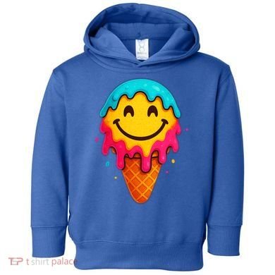 Ice Cream Cone Drip Smile Face  Toddler Hoodie