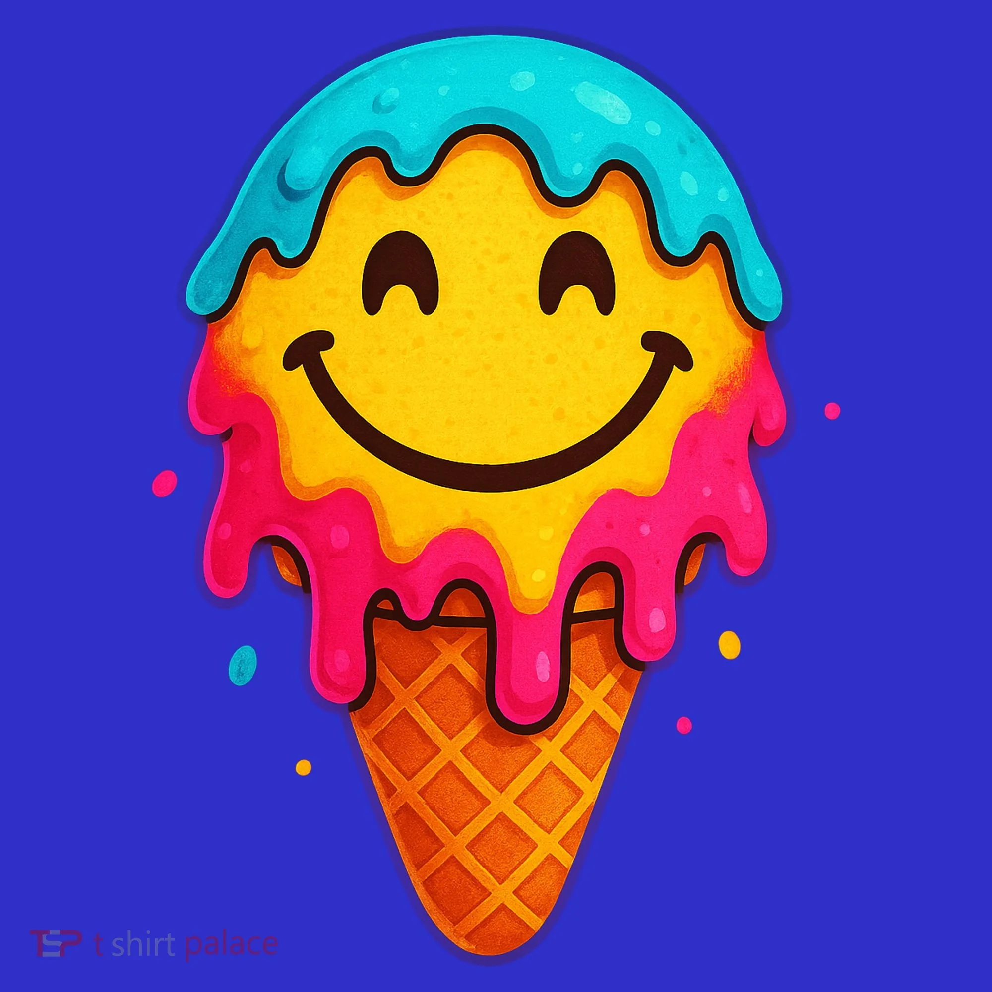 Ice Cream Cone Drip Smile Face  Toddler Hoodie