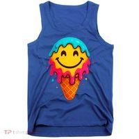 Ice Cream Cone Drip Smile Face  Tank Top thumb 0