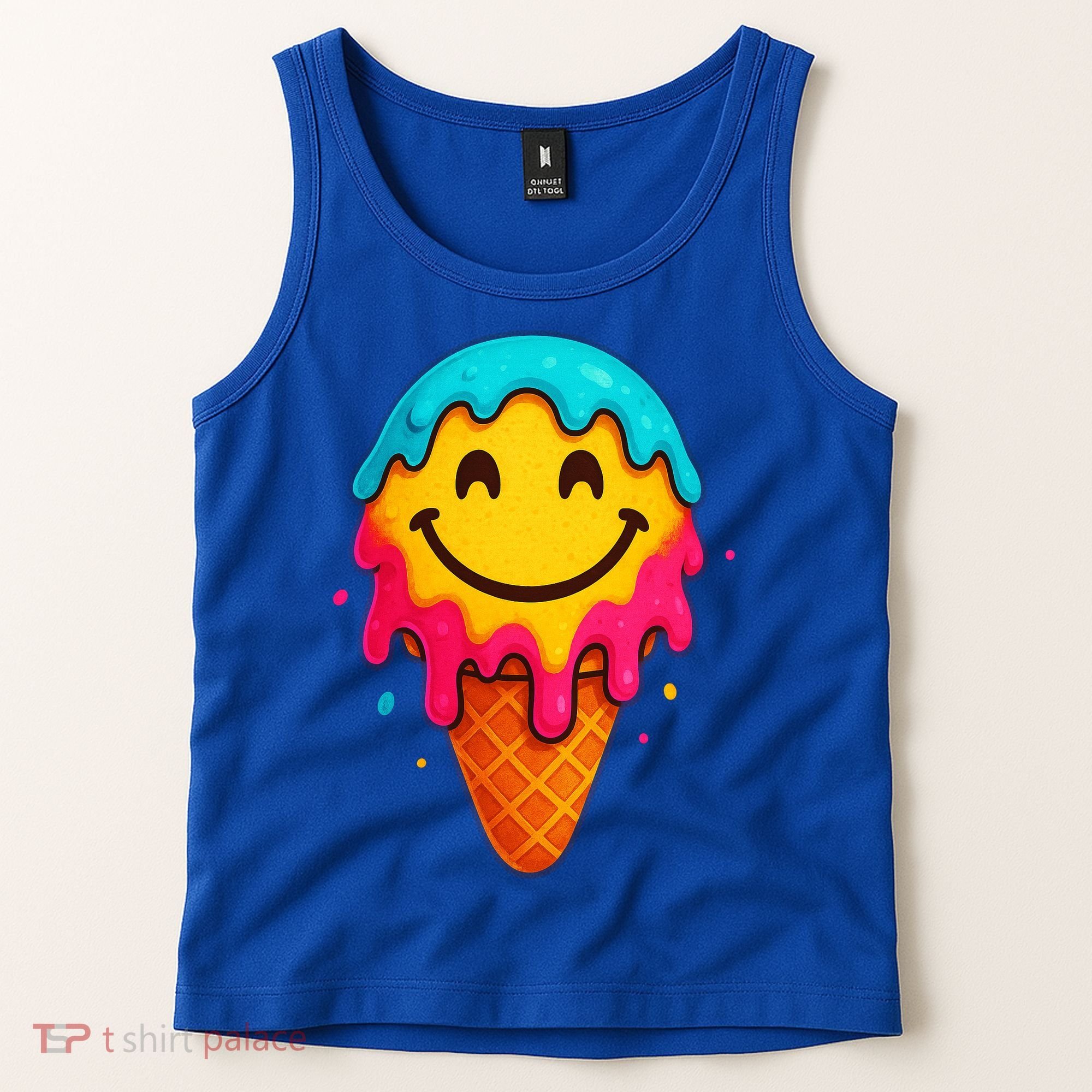 Ice Cream Cone Drip Smile Face  Tank Top