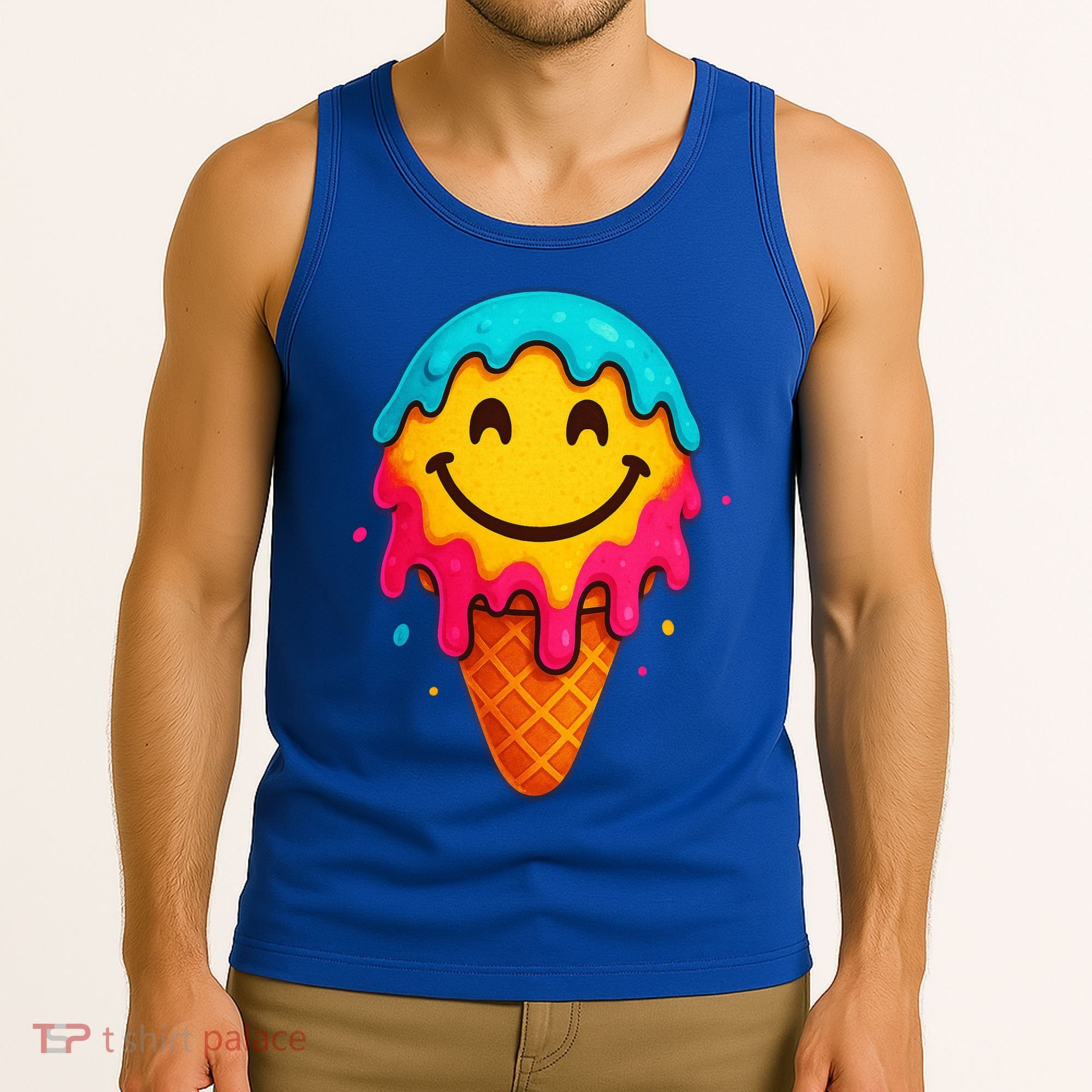 Ice Cream Cone Drip Smile Face  Tank Top