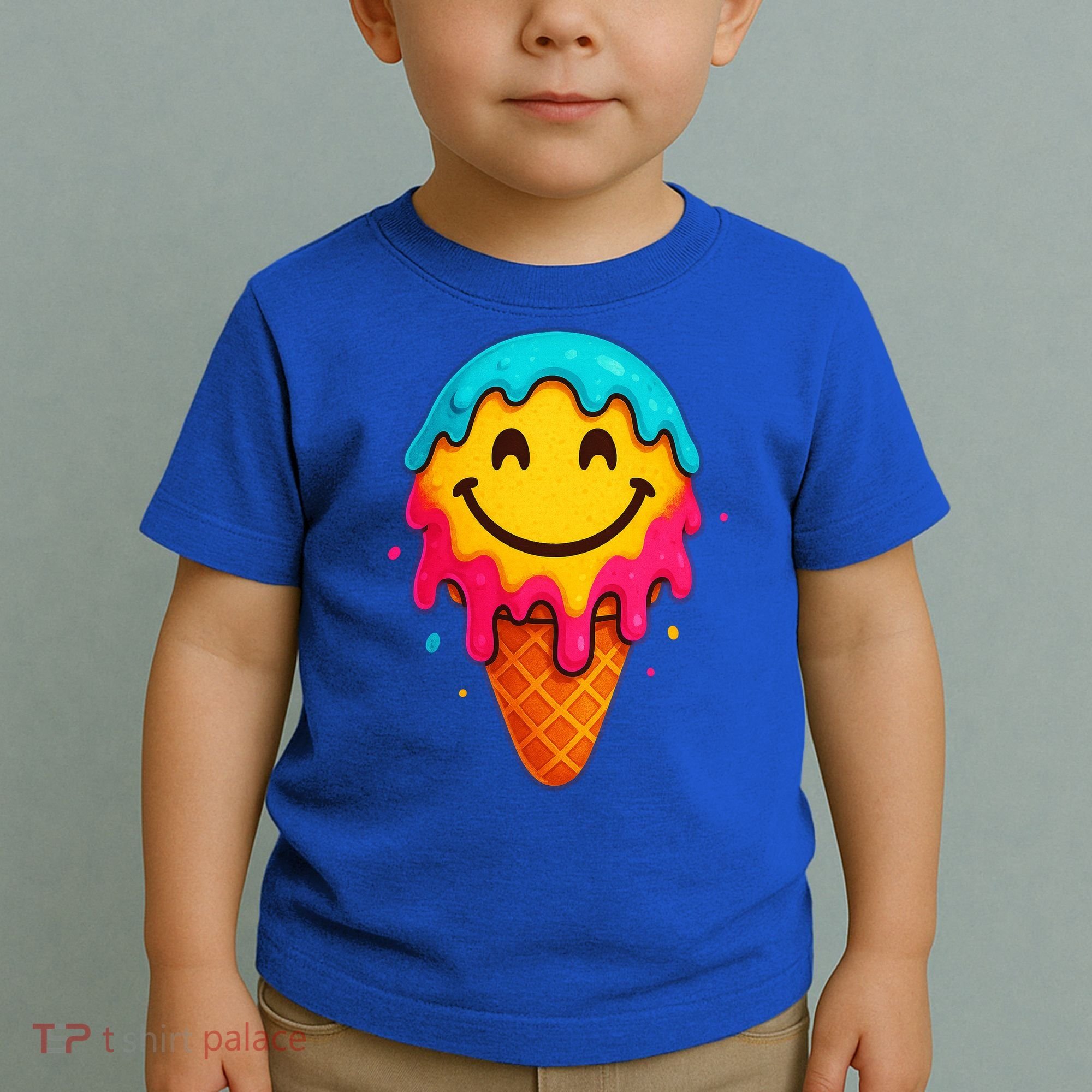Ice Cream Cone Drip Smile Face  Toddler T-Shirt