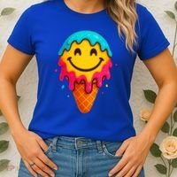 Ice Cream Cone Drip Smile Face  Women's T-Shirt thumb 2