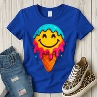 Ice Cream Cone Drip Smile Face  Women's T-Shirt thumb 3