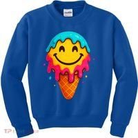 Ice Cream Cone Drip Smile Face  Kids Sweatshirt thumb 0