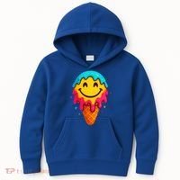 Ice Cream Cone Drip Smile Face  Kids Hoodie thumb 0