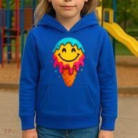 Ice Cream Cone Drip Smile Face  Kids Hoodie thumb 3