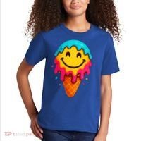 Ice Cream Cone Drip Smile Face  Kids T-Shirt thumb 2