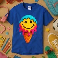 Ice Cream Cone Drip Smile Face  Kids T-Shirt thumb 3