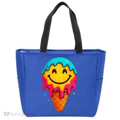 Ice Cream Cone Drip Smile Face  Tote Bag