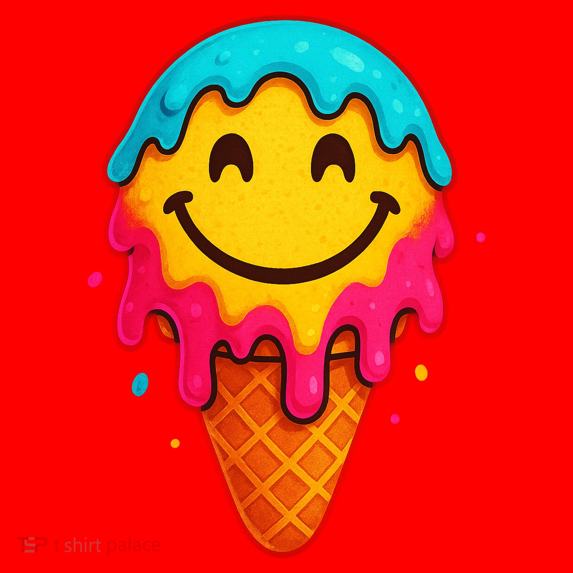 Ice Cream Cone Drip Smile Face  Santa Hat