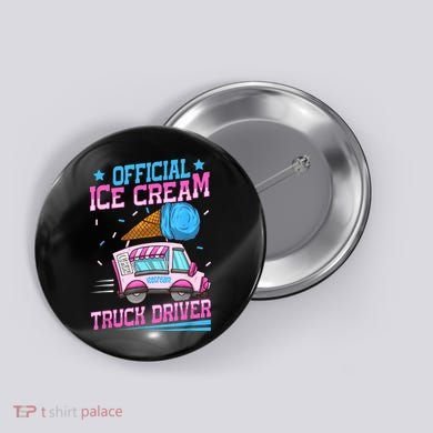 Ice Cream Cone Design For An Ice Cream Truck Driver Button