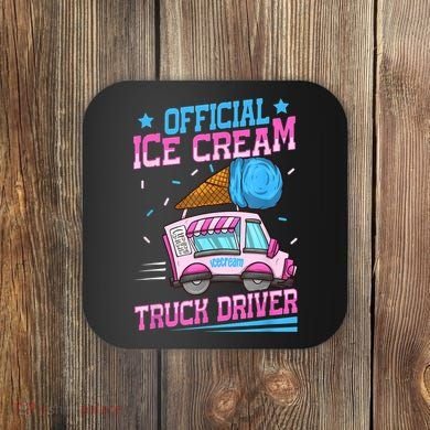 Ice Cream Cone Design For An Ice Cream Truck Driver Coaster