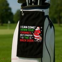 I Can Come Down Your Chimney Funny Santa Claus Christmas Great Gift Golf Towel thumb 2
