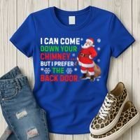 I Can Come Down Your Chimney Funny Santa Claus Christmas Great Gift Women's T-Shirt thumb 3