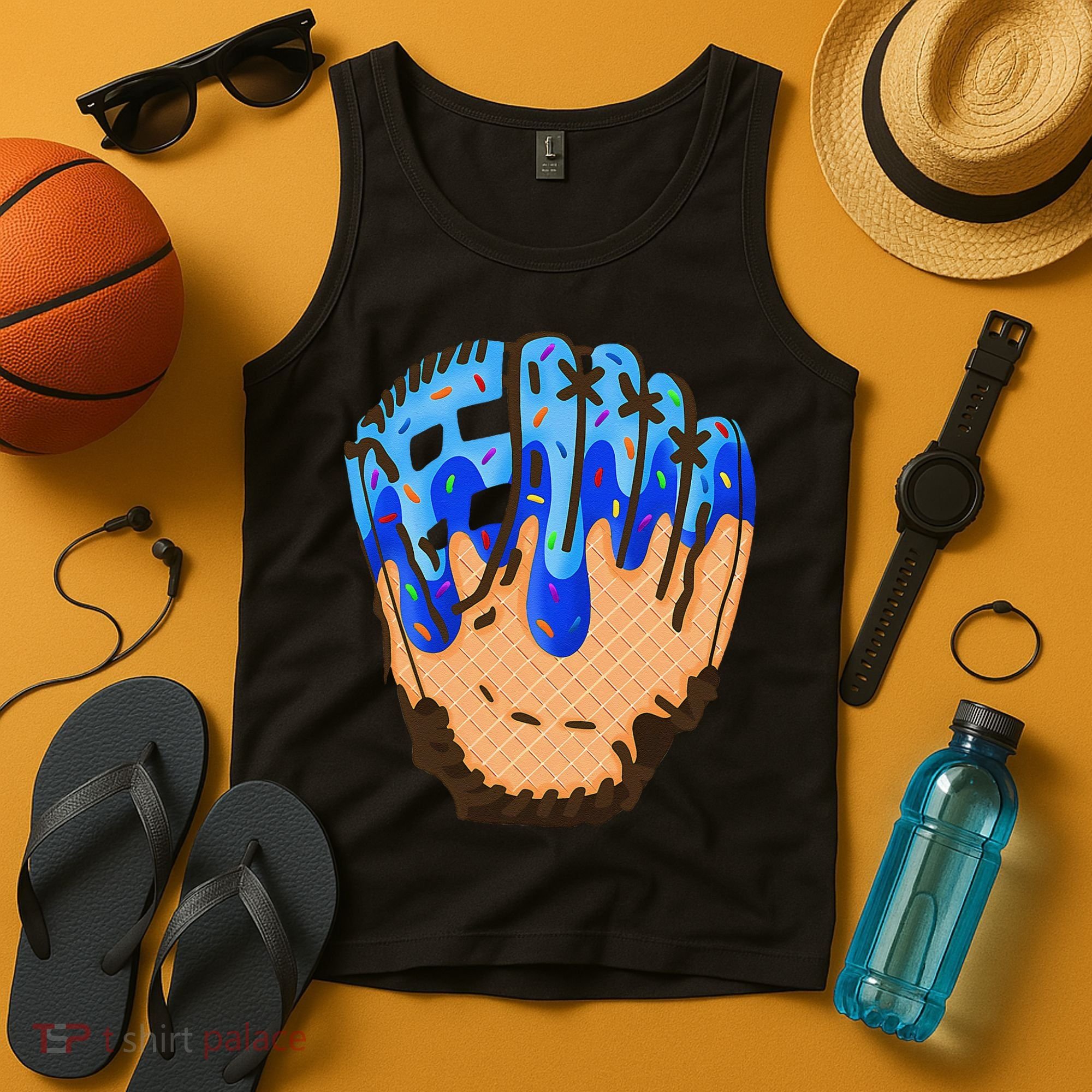 Ice Cream Cone Baseball Glove Drip Tank Top