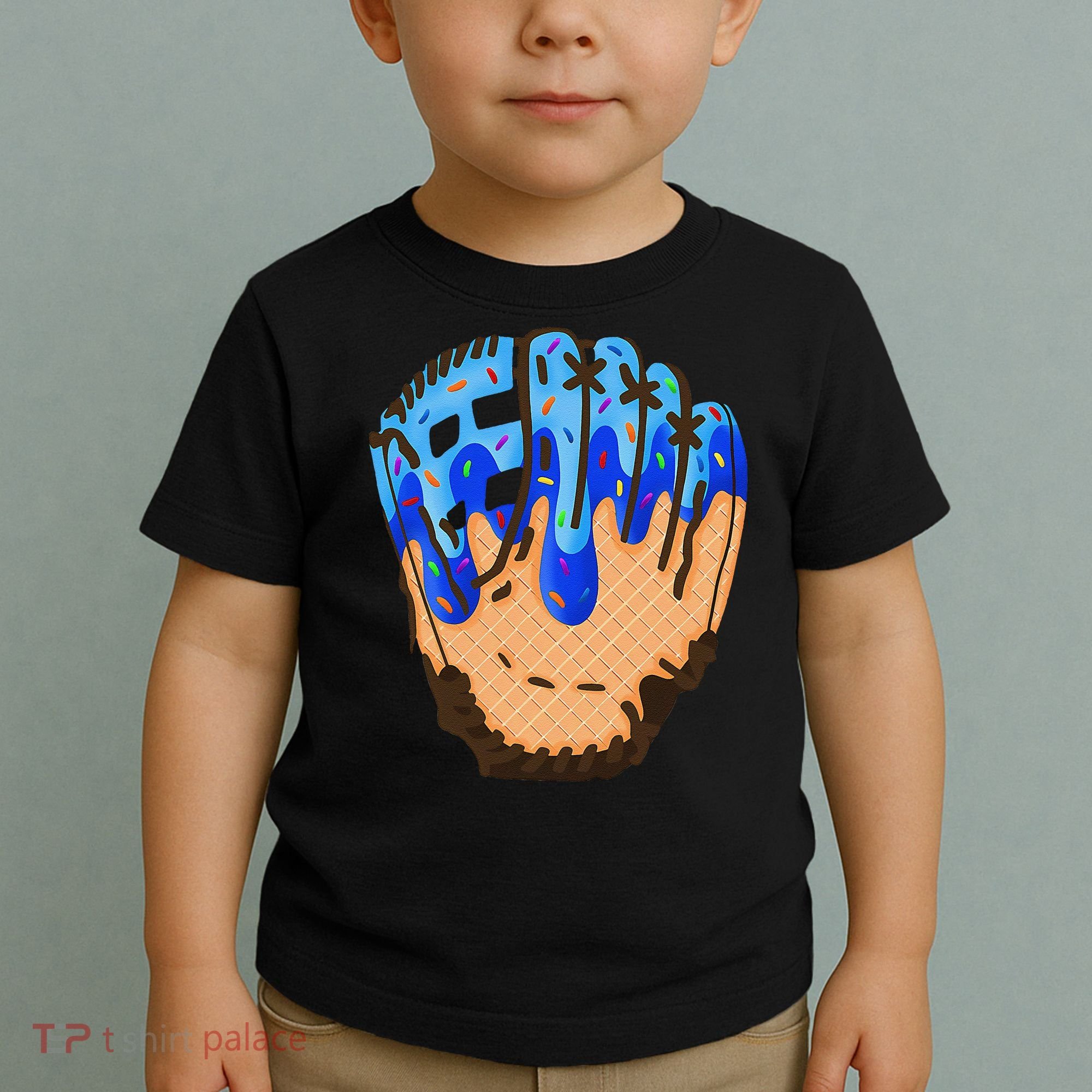 Ice Cream Cone Baseball Glove Drip Toddler T-Shirt