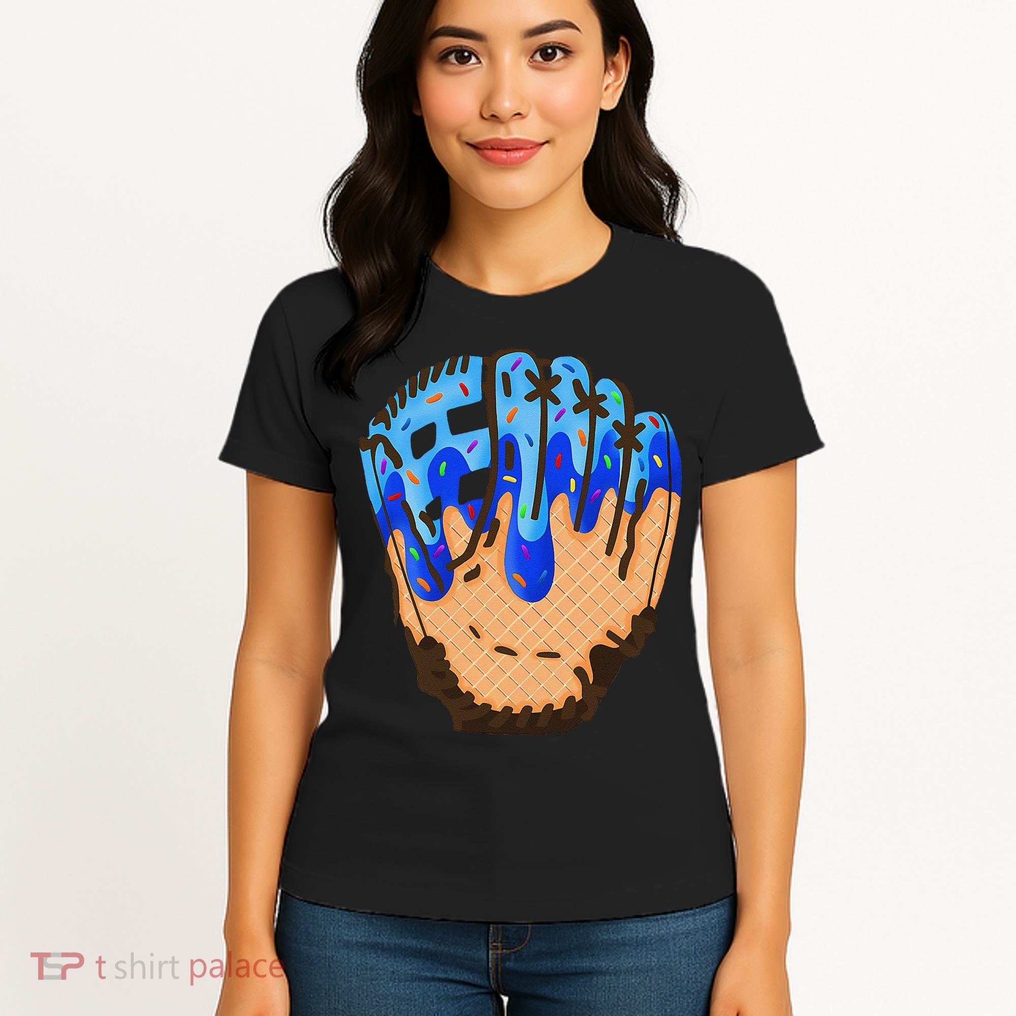 Ice Cream Cone Baseball Glove Drip Women's T-Shirt