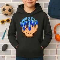 Ice Cream Cone Baseball Glove Drip Kids Hoodie thumb 2