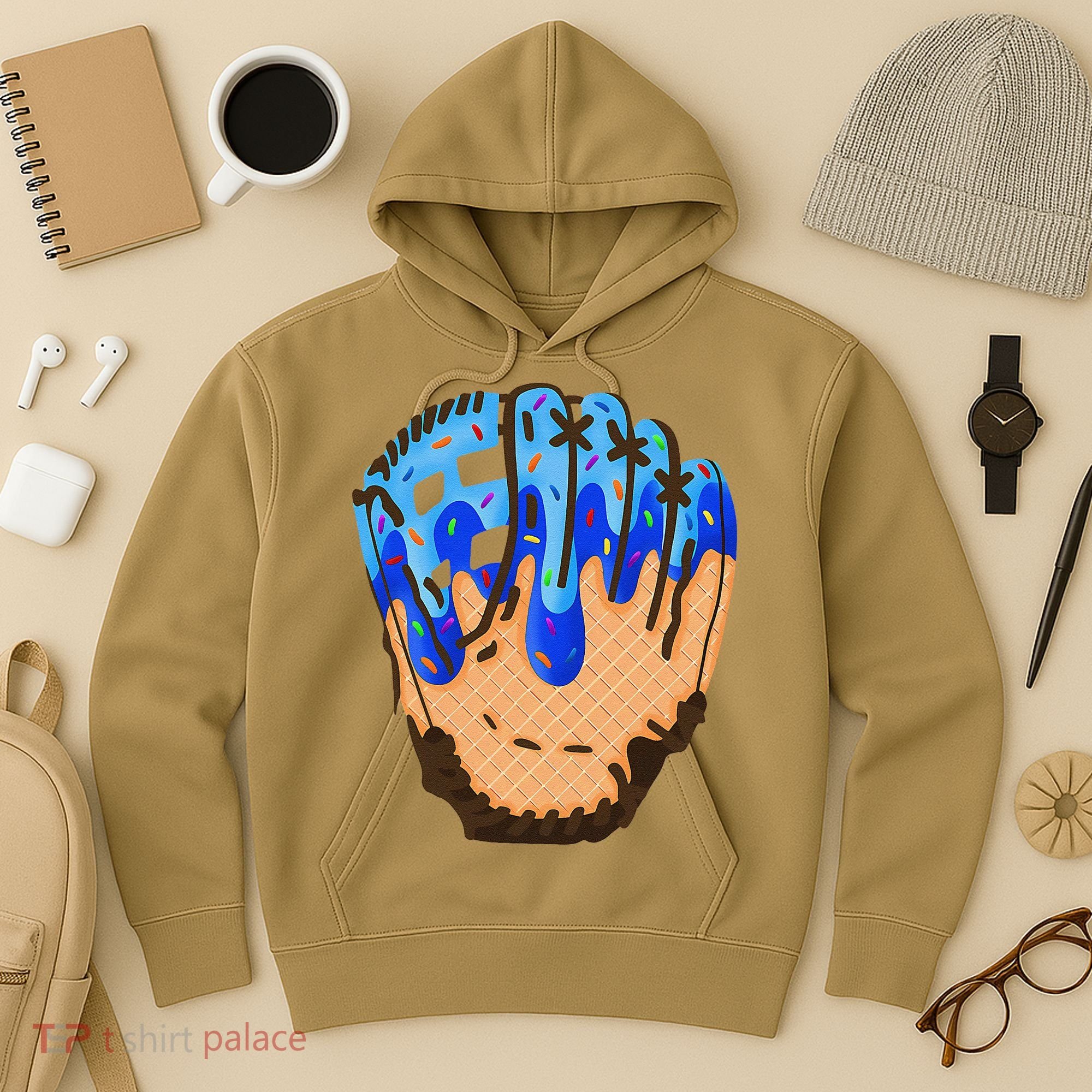Ice Cream Cone Baseball Glove Drip Hoodie