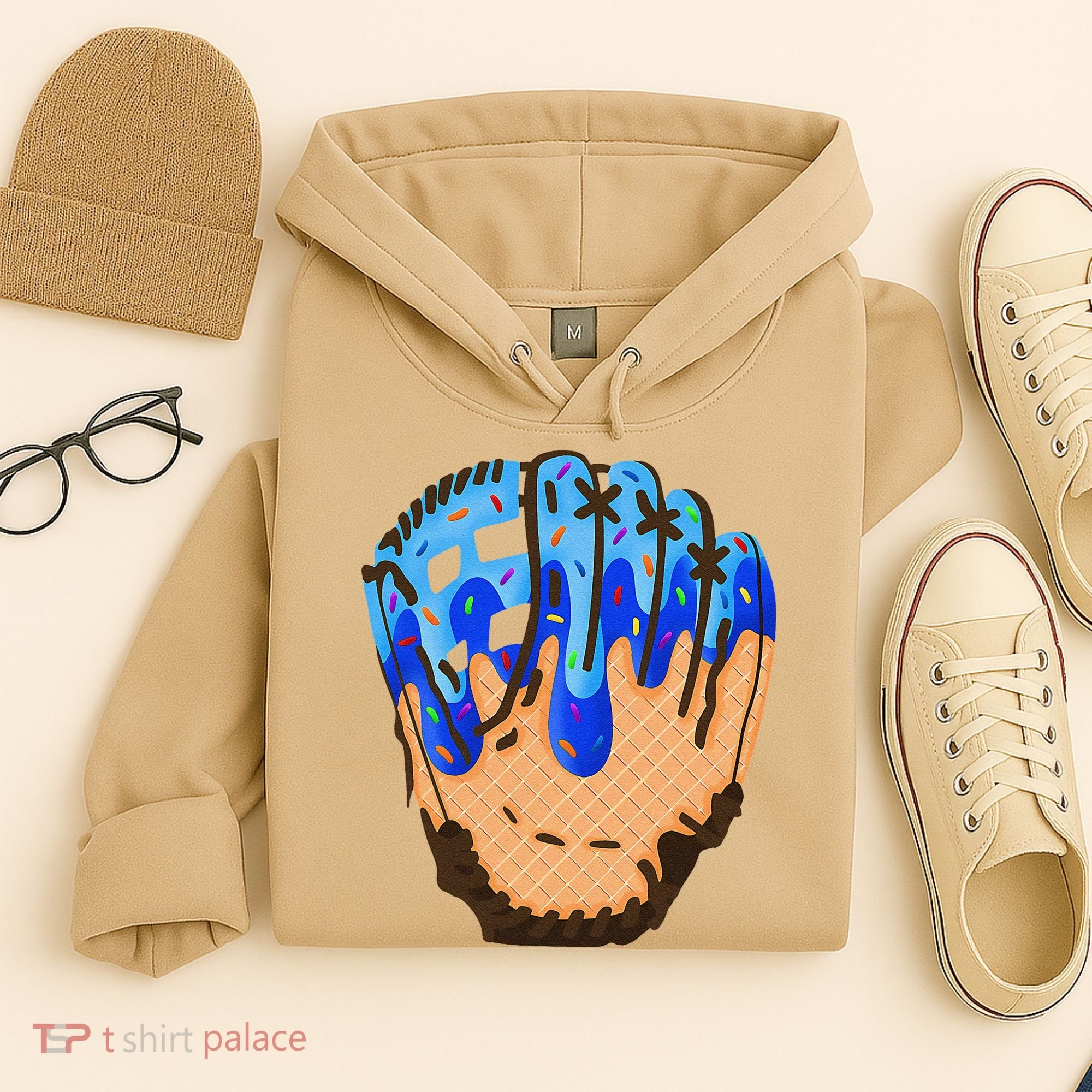 Ice Cream Cone Baseball Glove Drip Hoodie