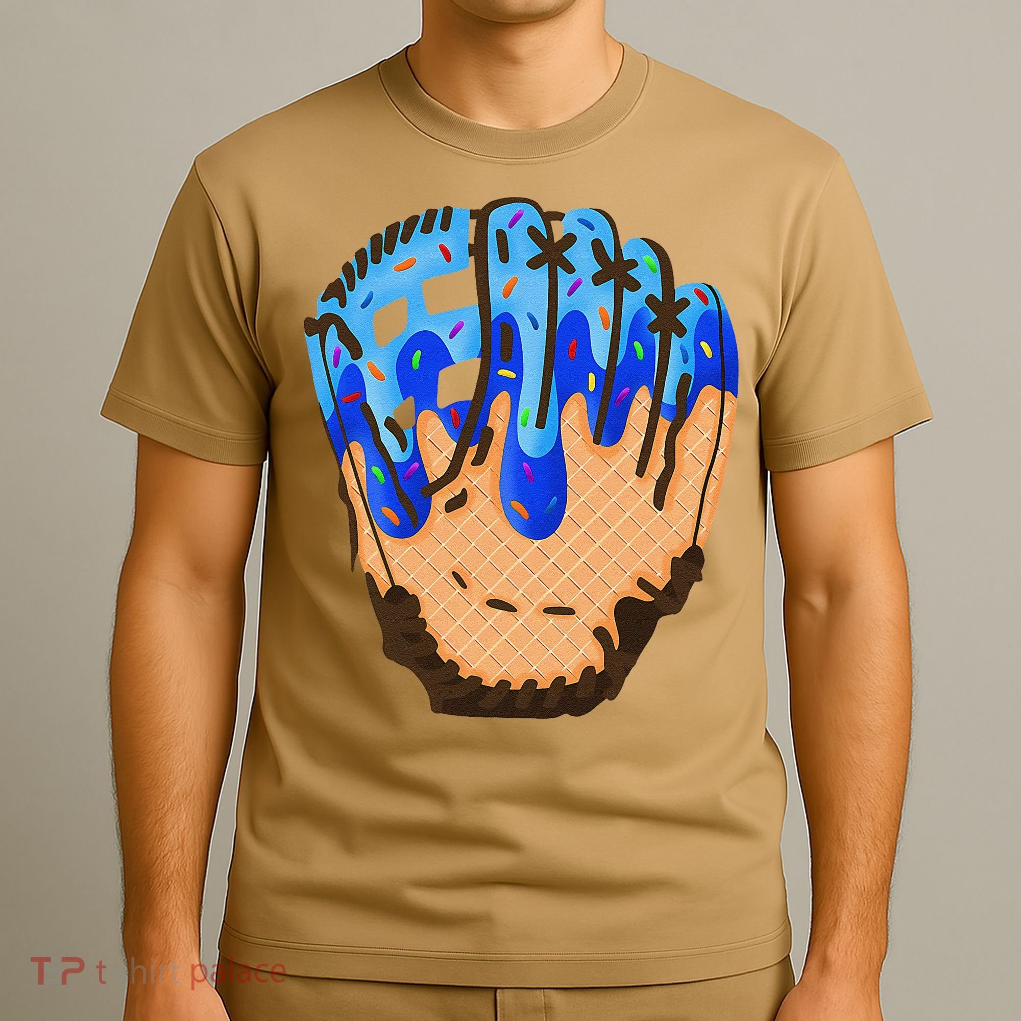 Ice Cream Cone Baseball Glove Drip T-Shirt