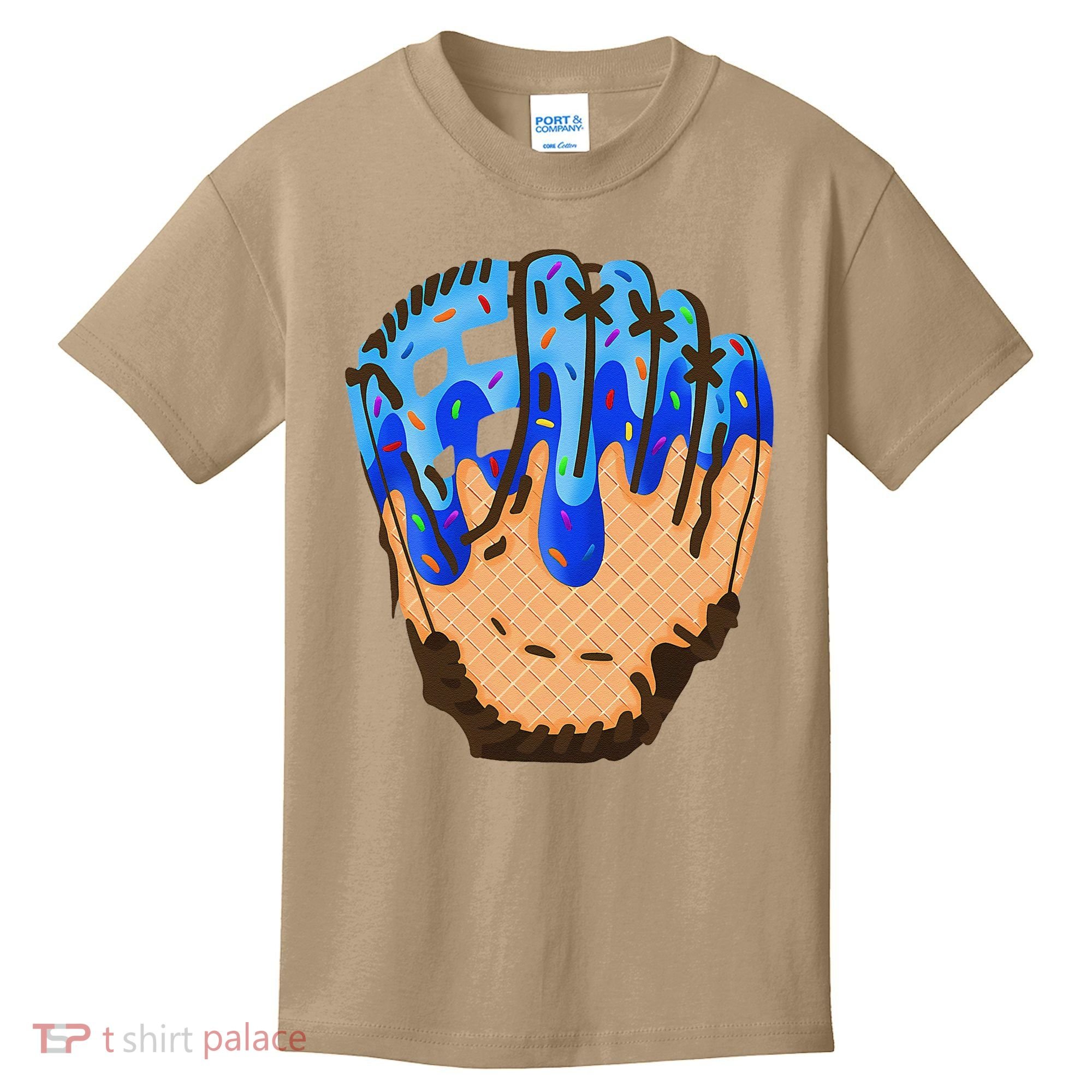 Ice Cream Cone Baseball Glove Drip Kids T-Shirt