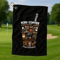 Iced Coffee Cup Coffee Lover But First Coffee Espresso Latte Golf Towel thumb 1