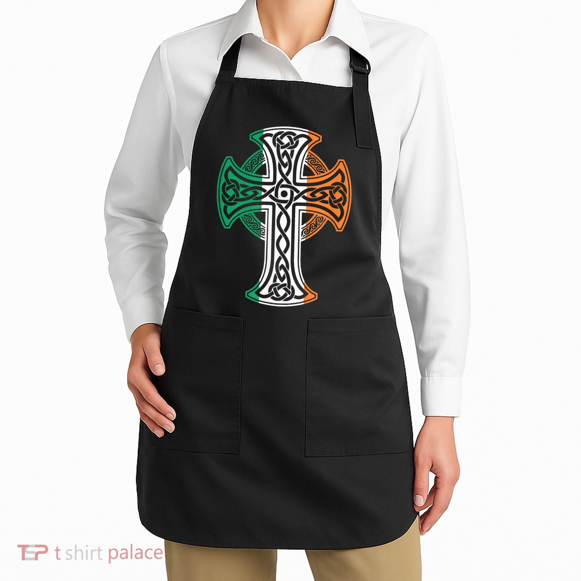 Irish Celtic Cross Christ Celtic Knot Ireland Flag Shamrock Apron