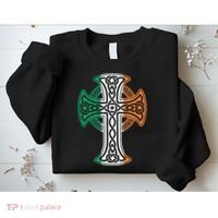 Irish Celtic Cross Christ Celtic Knot Ireland Flag Shamrock Sweatshirt thumb 2