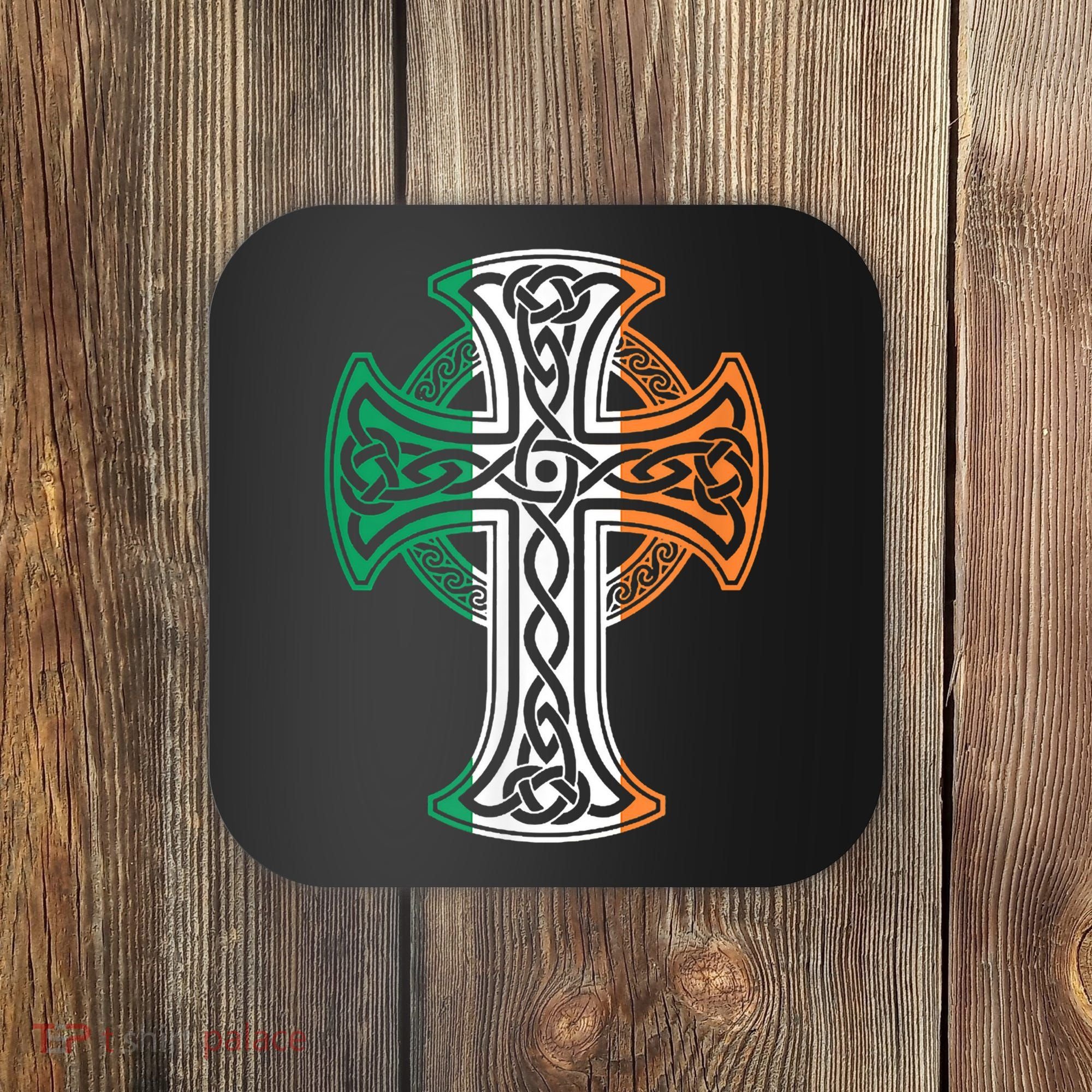 Irish Celtic Cross Christ Celtic Knot Ireland Flag Shamrock Coaster