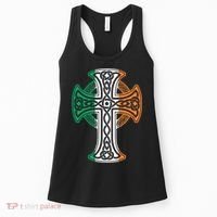 Irish Celtic Cross Christ Celtic Knot Ireland Flag Shamrock Women's Tank Top thumb 0
