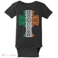 Irish Celtic Cross Christ Celtic Knot Ireland Flag Shamrock Baby Bodysuit thumb 0