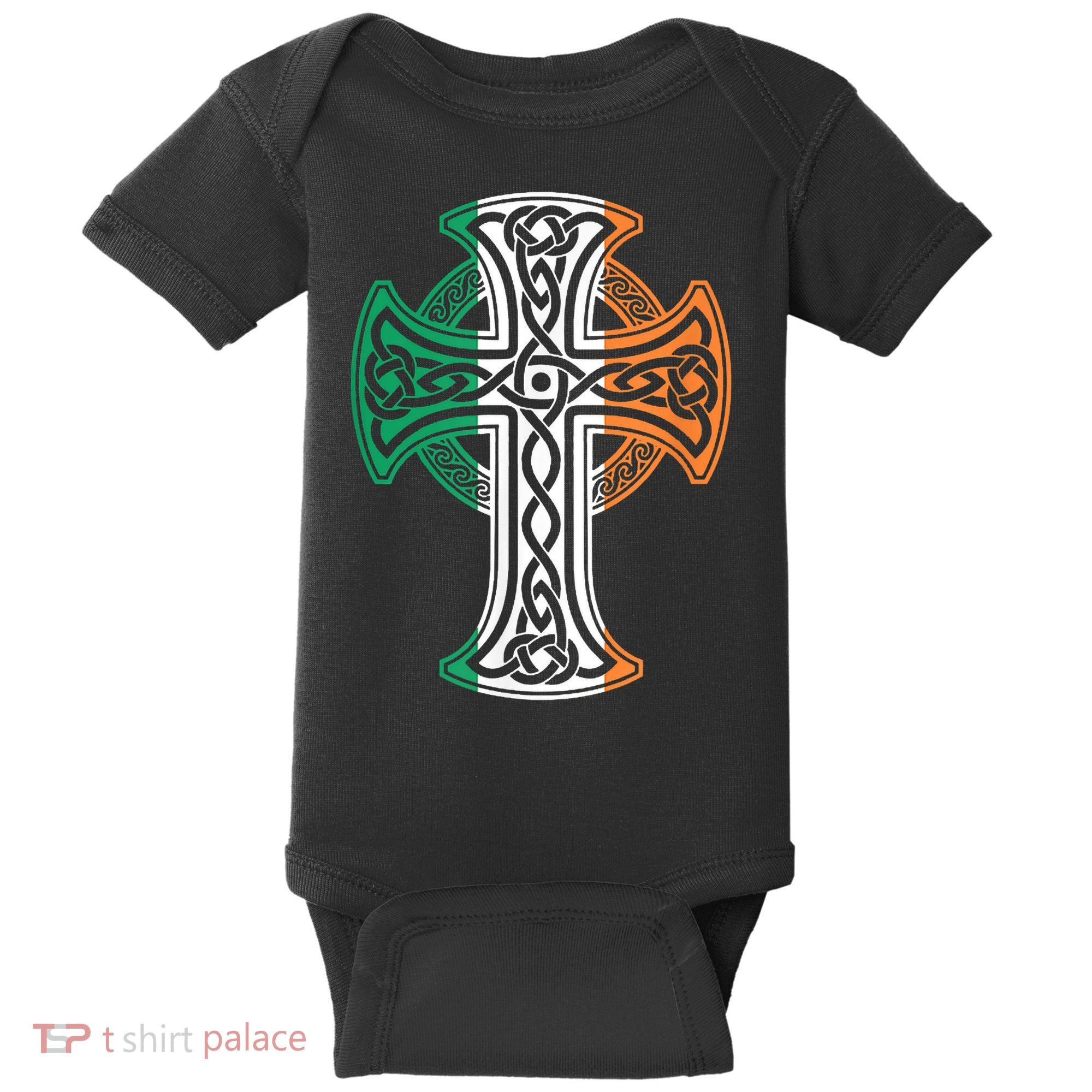 Irish Celtic Cross Christ Celtic Knot Ireland Flag Shamrock Baby Bodysuit