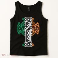 Irish Celtic Cross Christ Celtic Knot Ireland Flag Shamrock Tank Top thumb 2