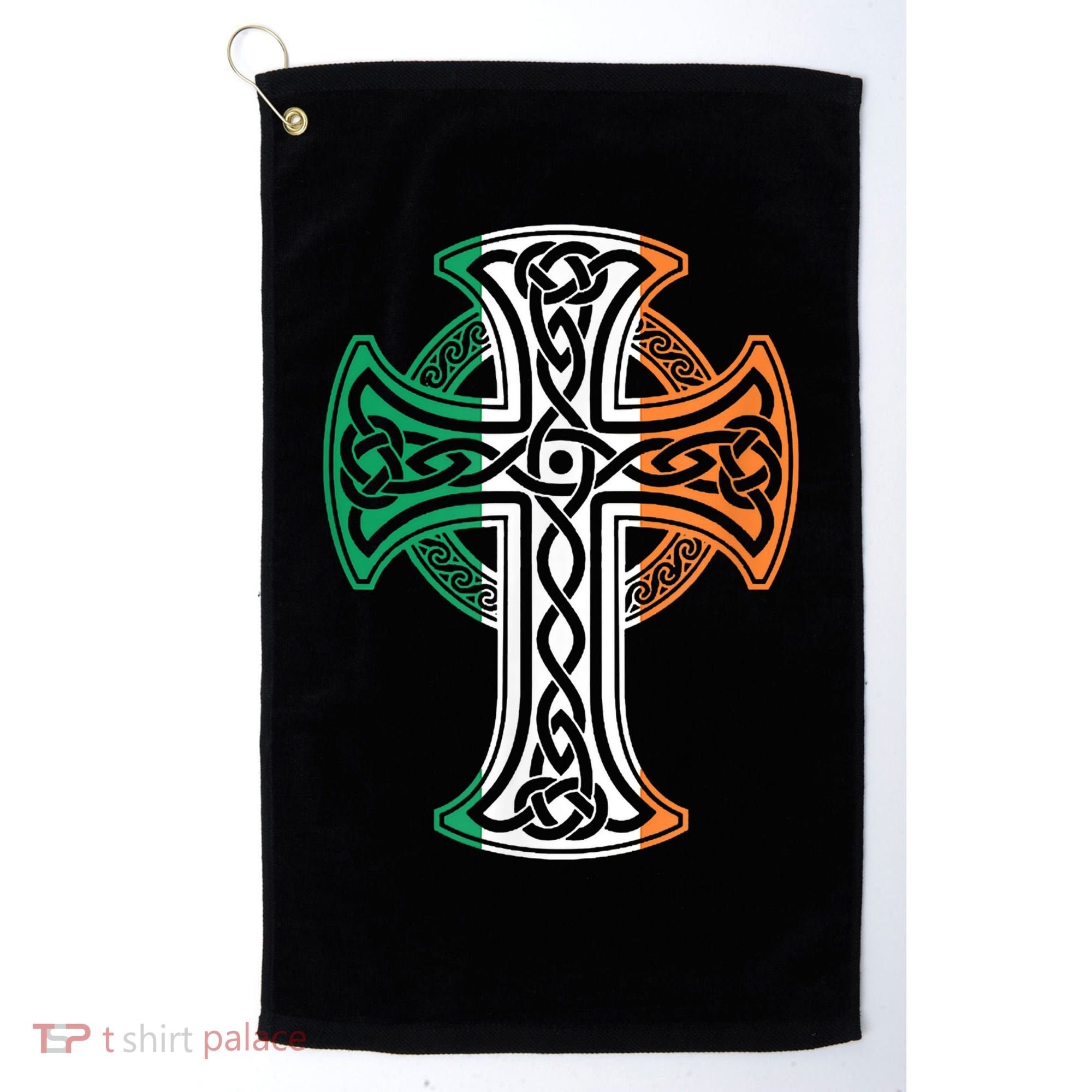 Irish Celtic Cross Christ Celtic Knot Ireland Flag Shamrock Golf Towel